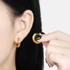 Stainless Steel Metal Hollow Hoop Huggie Earrings For Women Men Classic Simple Gold Color Round Chunky Earrings Zircon Gift