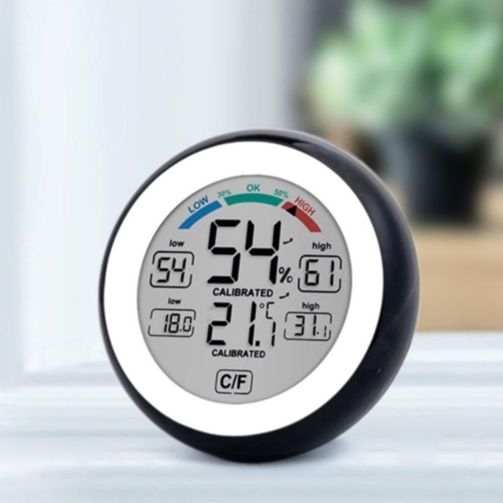 Circular Temperature Humidity Meter  Temperature Humidity Tester Alarm Clock  Car Auto