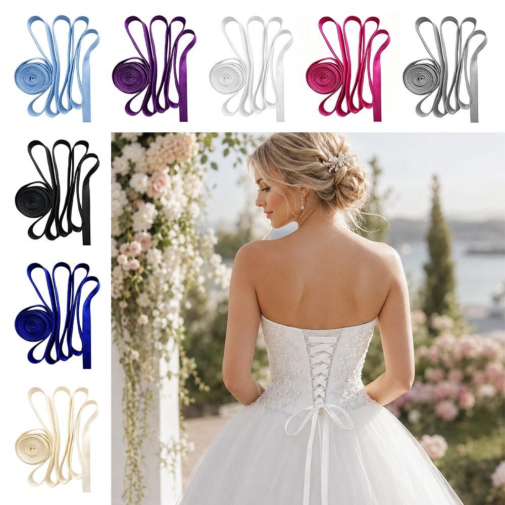 Ultra-Thin Gown Corset Tie Satin Lace-Up Ribbon Tie Bandage Rope Strap  For Bridal Evening Party