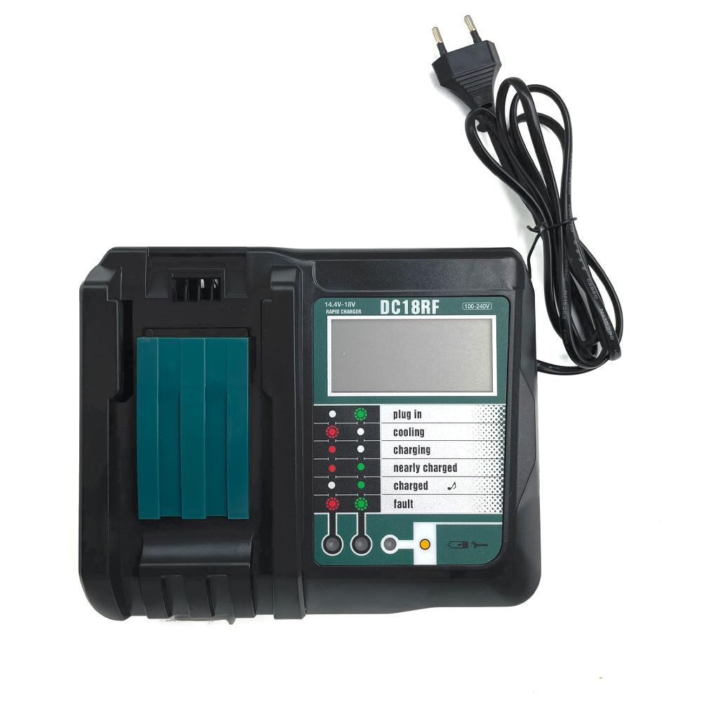 

DC18RF Li-ion Супербыстрое зарядное устройство для литиевых аккумуляторов Makita 14.4V-18V BL1860B,BL1830,,BL1415,BL1440 со светодиодным экраном, USB-портом EU