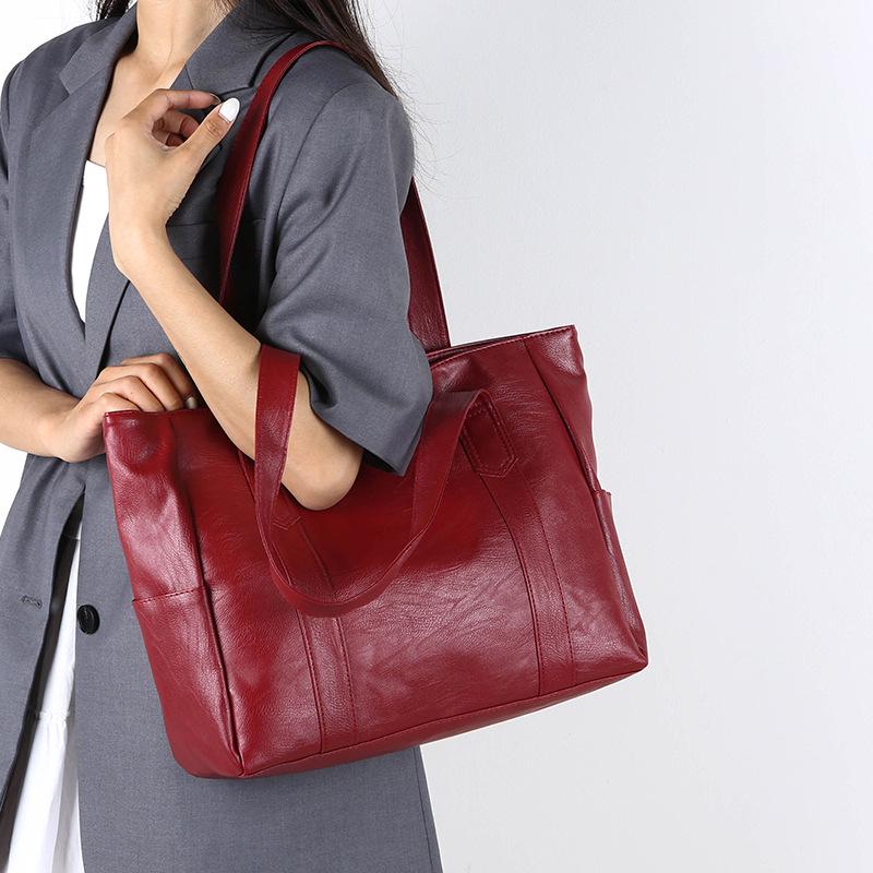 2024 Versatile Large-Capacity Soft Leather Tote Handbag