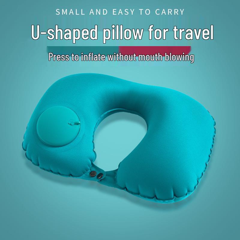 Press-Type Inflatable U-Shaped Neck Pillow for Travel and Office - Creative and Portable Neck Support Pillow