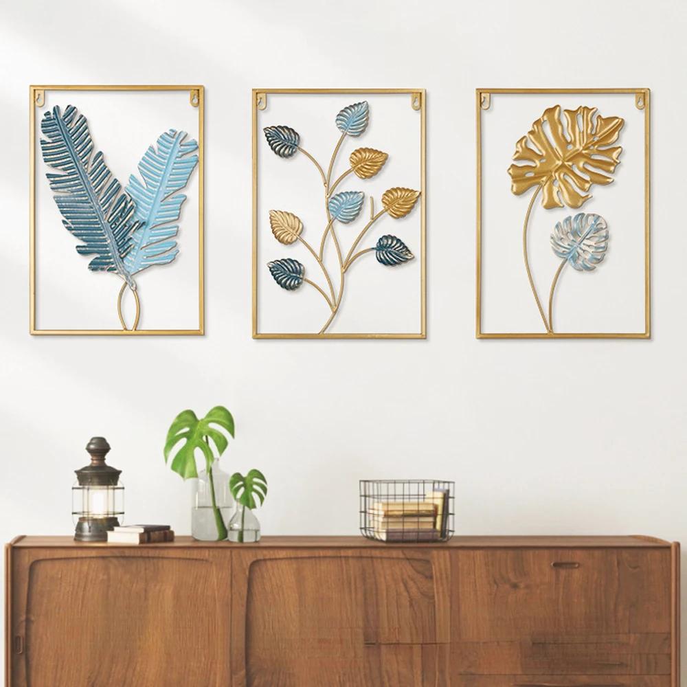 Nordic Vintage Metal Ginkgo Leaf Iron Wall Hanging Photo Frame Art Home Living Room Background Wall Decoration Accessories