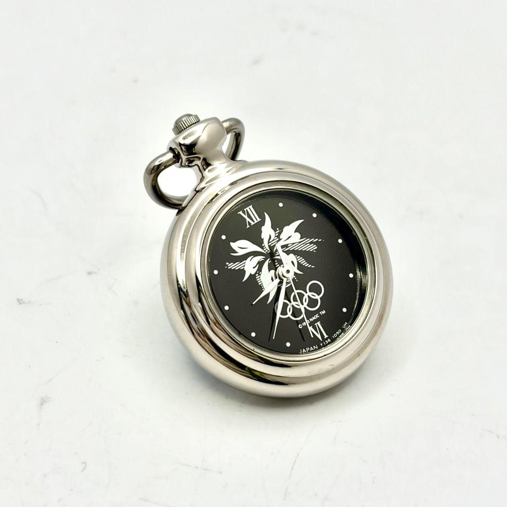 Used [Unused/New Battery] SEIKO Nagano Olympics Silver Watch Pin Badge Y136-6F50 702836