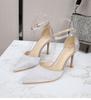2024 Ladies Silk Champagne Shoes Ankle Strap Sandals Woman Narrow Band High Heels Stilletto Wedges Pumps OL Dress Party Sandalia