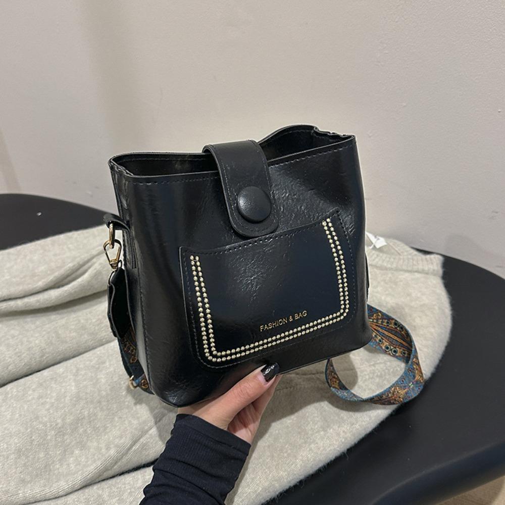 with Bunny Plush Pendant PU Leather Crossbody Bag Large Capcity Ins Square Tote Bag  Ladies/Girls