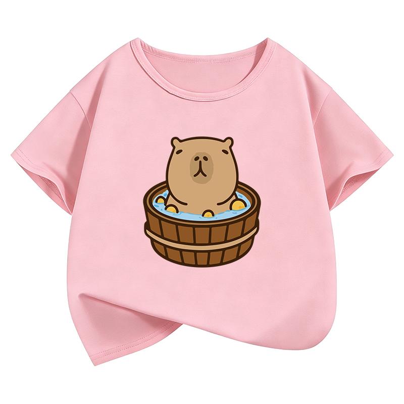 Kawaii Capybara Design TShirt Printed T Shirt Girls Summer Clothes Short Sleeve Tops TShirts Cute Girls Clothing