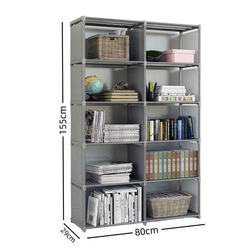 Simple Bookshelf Storage Locker Foldable Multi-layer Wardrobe Bedroom Storage Holders Bookcase Book Organizer Debris Rack Shelf