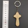 Unique Design Cross Wooden Keyrings Eco-friendly Natural Wood Keychains for Women Men Backpack Car