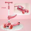 2-in-1 Kids Scooter Foldable Seat Light 3 Wheel Adjustable Folding Bar Blue/Pink