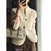 Autumn Winter New Thickened Wool Cardigan Women Vintage Stand Neck Sweater Loose Knit Base Fashion Design Sweater Jacket Streetwear
