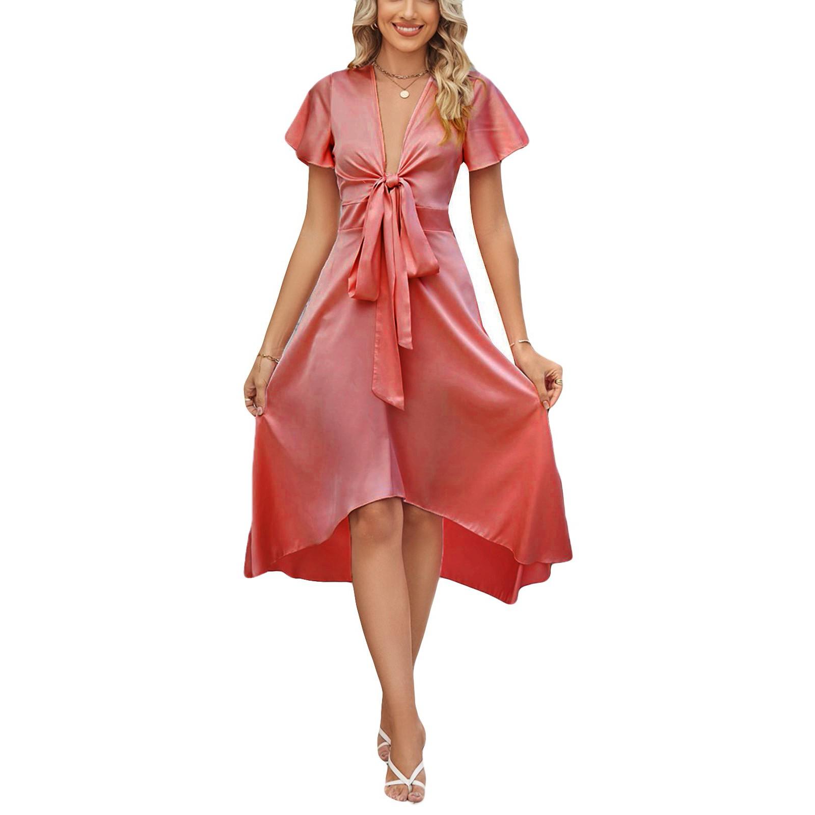 

Женские летние платья без рукавов повседневные платья с V-образным вырезом нестандартные платья XL арбуз красный