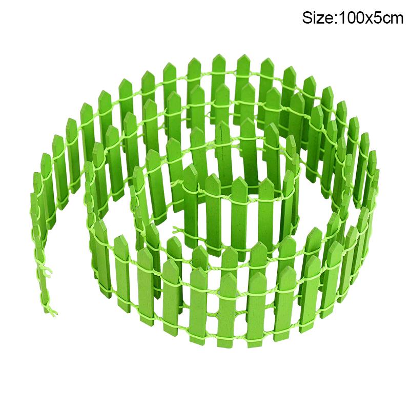 100CM Mini Wooden Fence Fairy Garden Fence Miniature DIY Fairy Garden Accessories Wood Barrier Dollhouse Home Craft Decoration