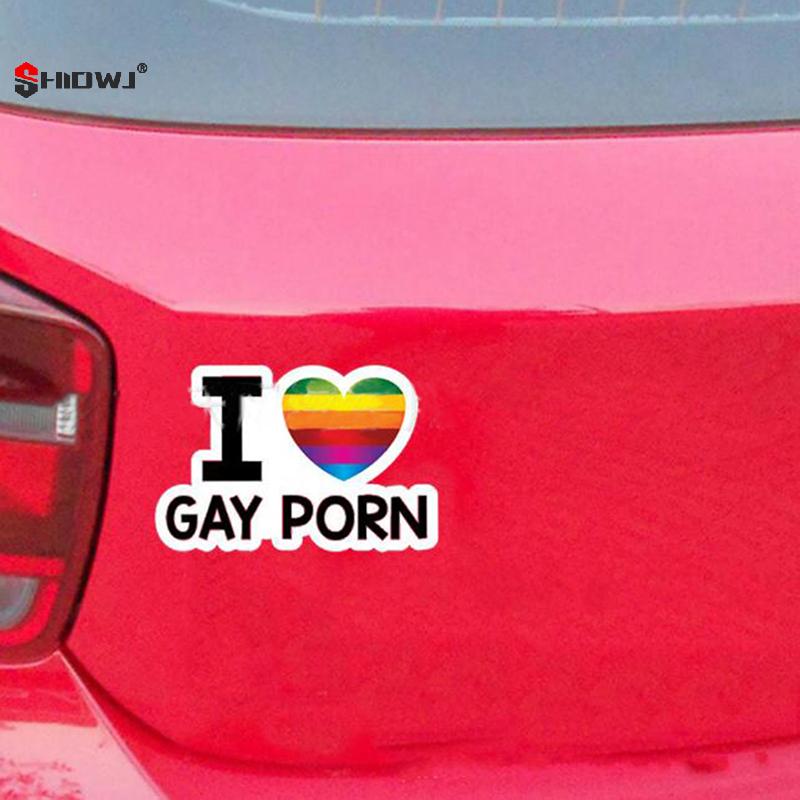 I LOVE GAY PORN Car Stickers Funny LGBTQ Rainbow Decoration Warning Reflective Decal Personality Trunk Bumper Sticker