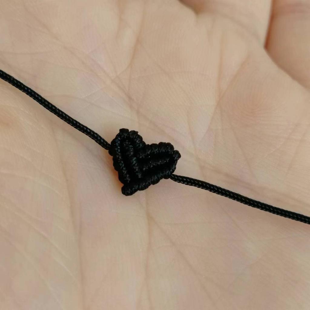 Handarbeit Handgestrickt Pfirsich Herzförmig Glücksbringend Rotes Seil Armband Verstellbar Damen Beste Freundin Anhänger Einfach Herren Paar Liebende Geschenk