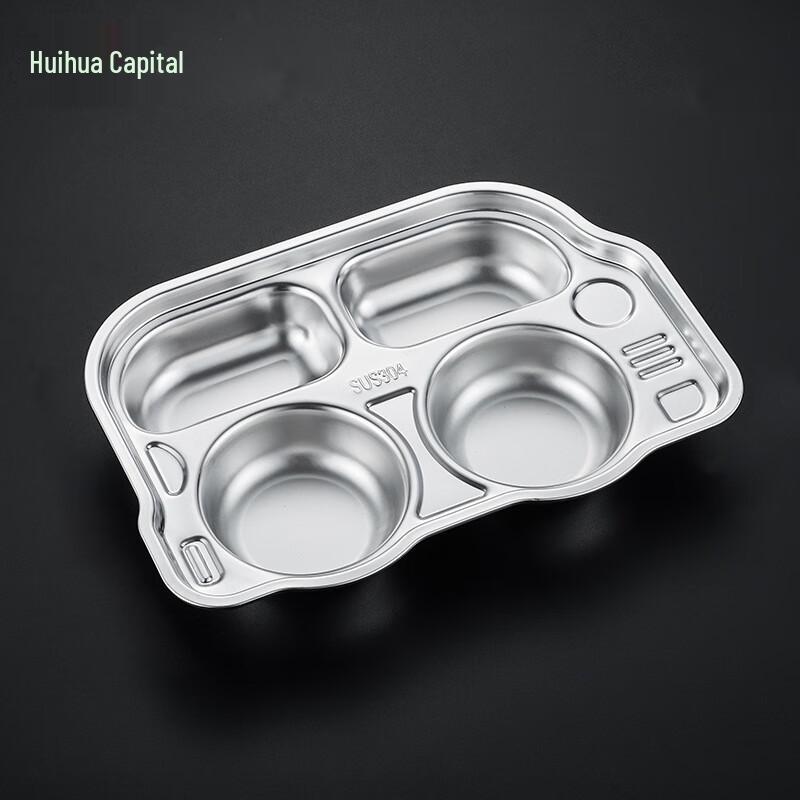 HUIHUADU 304 Stainless Steel Cartoon Divided Kids Dinner Plate