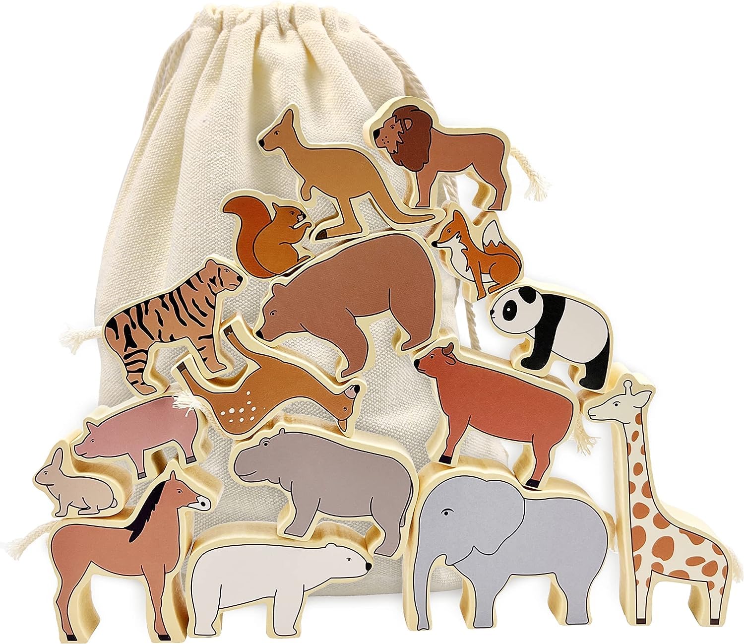 

Shinse Wooden Building Block Set with Balance Thick Montessori Zoo Toys for Babies and Educational Toy for Early and Fingertip Baby Birthday Gift