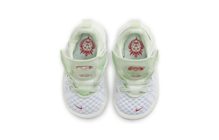 Nike Lebron 18 NRG Slip Resistant Cushioning Abrasion Resistant Basketball Shoes White Green Gray Infant And Toddler CZ4071-002