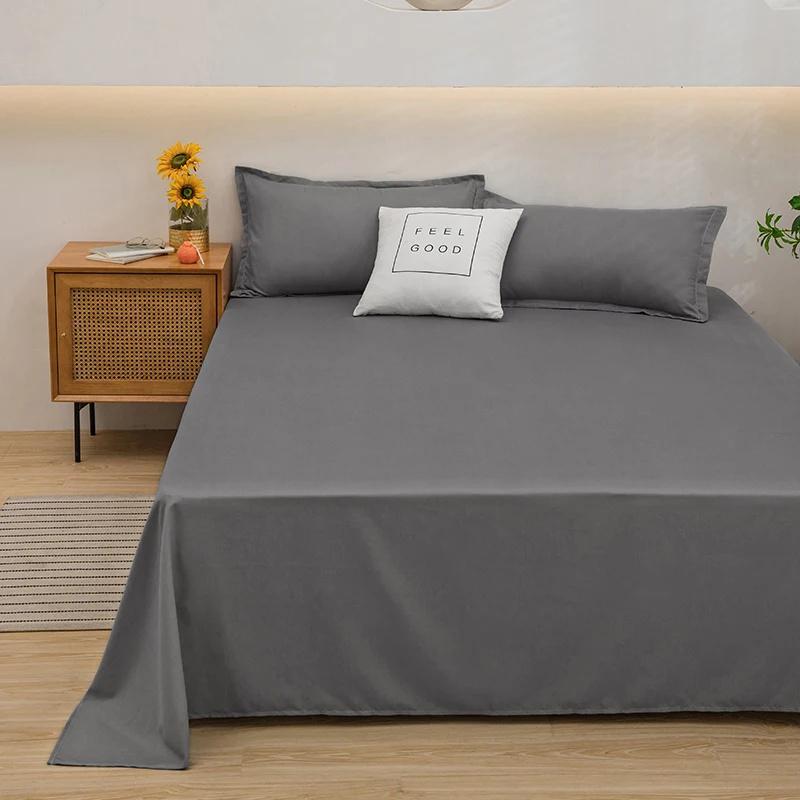 1PC Bed Flat Sheet for Double Bed Plain Solid Color Top Sheets Single/Queen/King Flat Bedsheets Soft Home Bed Linen Sheets