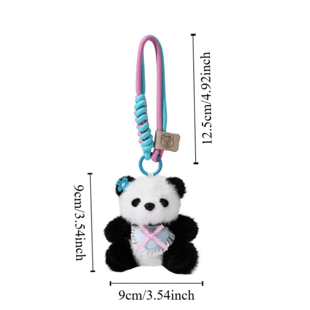 Backpack Decoration Bow Bear Keychain Bag Pendant Plush Key Ring Panda Plush Doll  Women Girls