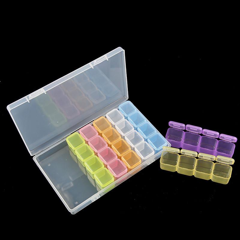 28-Grid Nail Art Rhinestone Storage Box with Individual Lids