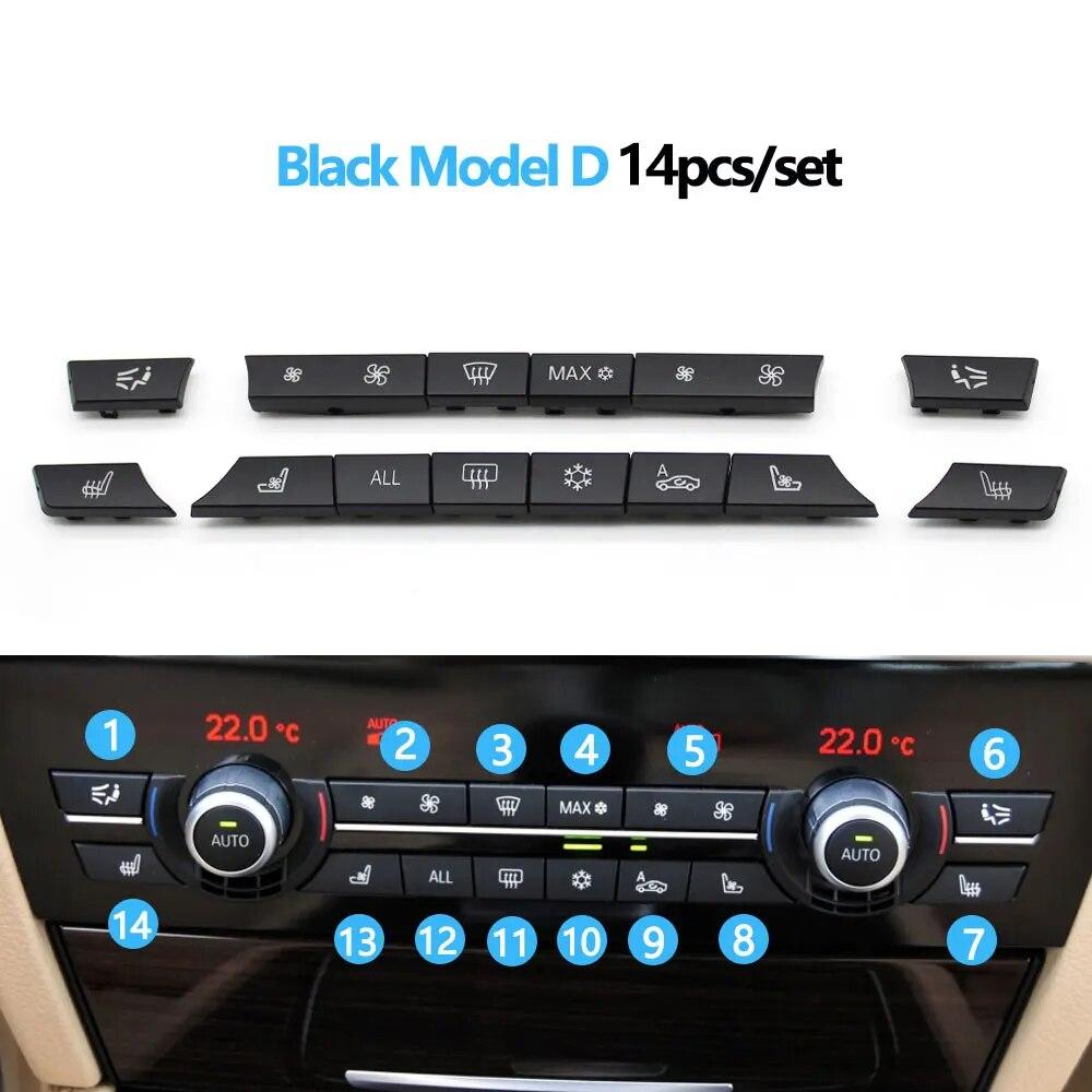 

Silver Black Console Dashboard Air Condition AC Control Switch Button Cover For BMW 5 6 7 Series F10 F18 F06 F12 F01 F02 520 523 Black Model D