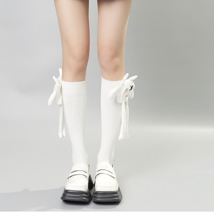 Spring Quirky Design Sense Three-dimensional Doll Personality Calf Socks Women s Mid Length Pure Cotton Socks One size  белый
