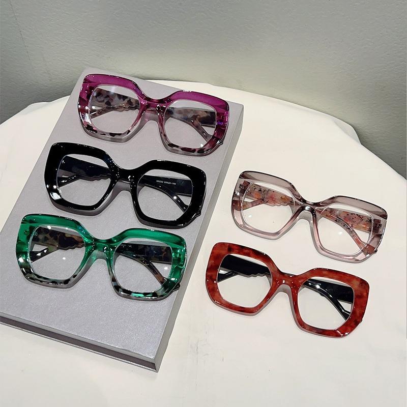 Fashion Leopard Splicing Color Large Frame Cat Eye Anti Blue Light Eyeglasses Men Women FULL Frame High Definition Eyewear