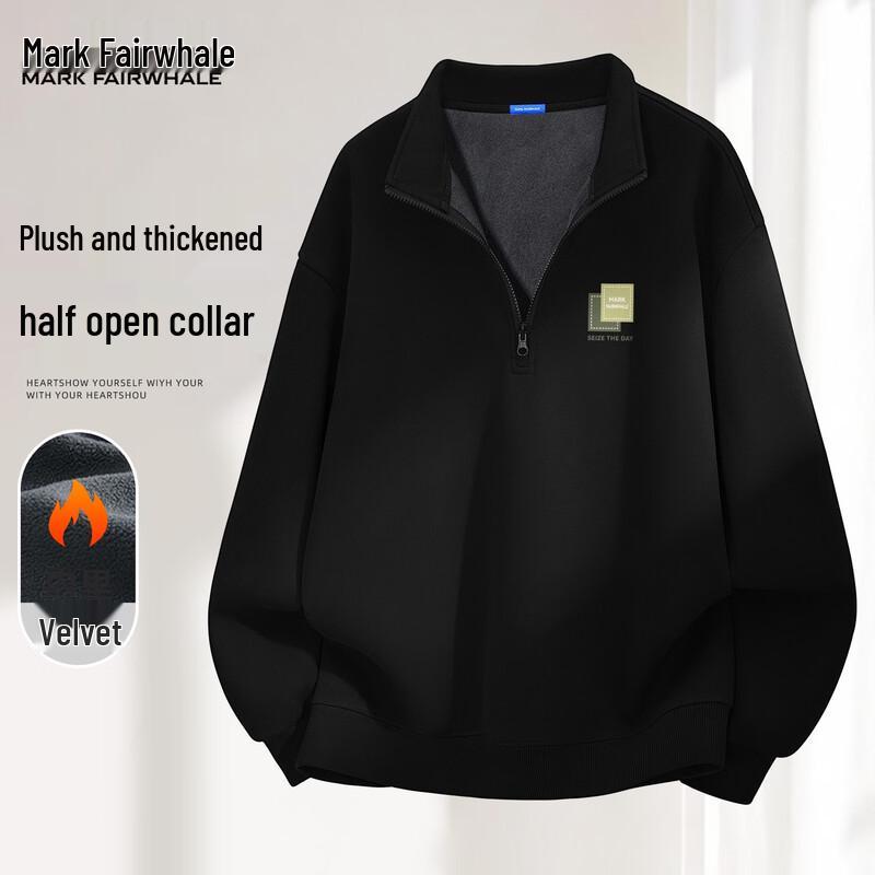 

Mark Fairwhale Men s Loose Fit Half-Zip Fleece Lined Sweatshirt XL