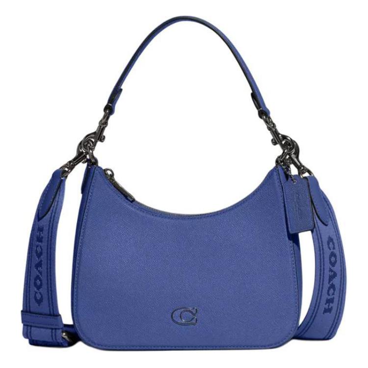 

Coach Hobo 22 Zipper Closure Coated Canvas And Leather Crossbody Tote Bag Small Women handbags Blueberry CJ842-BLB Basic Set (Bag+Dust Bag)