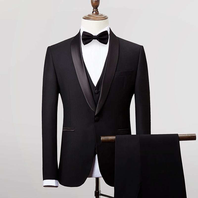 Men's Slim Fit Korean Tuxedo Suit for Wedding, Host, Photography
