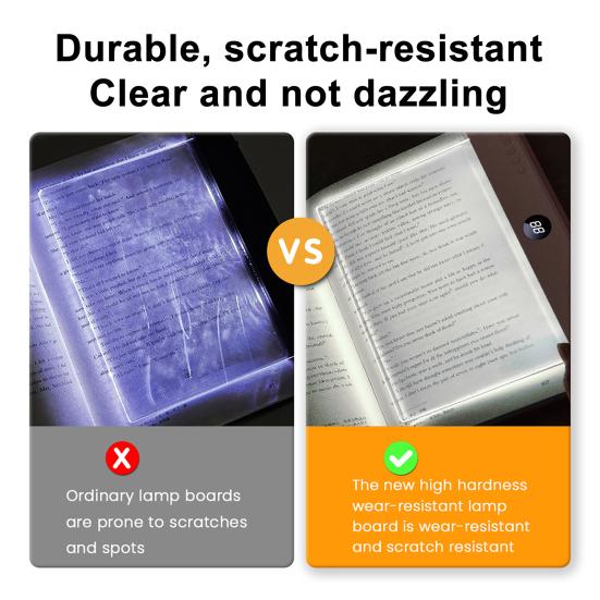 Luz de Leitura LED Recarregável Plana para Livros com Temporizador Inteligente e Desligamento Automático Lâmpada com Dimerização Contínua para Proteção Ocular