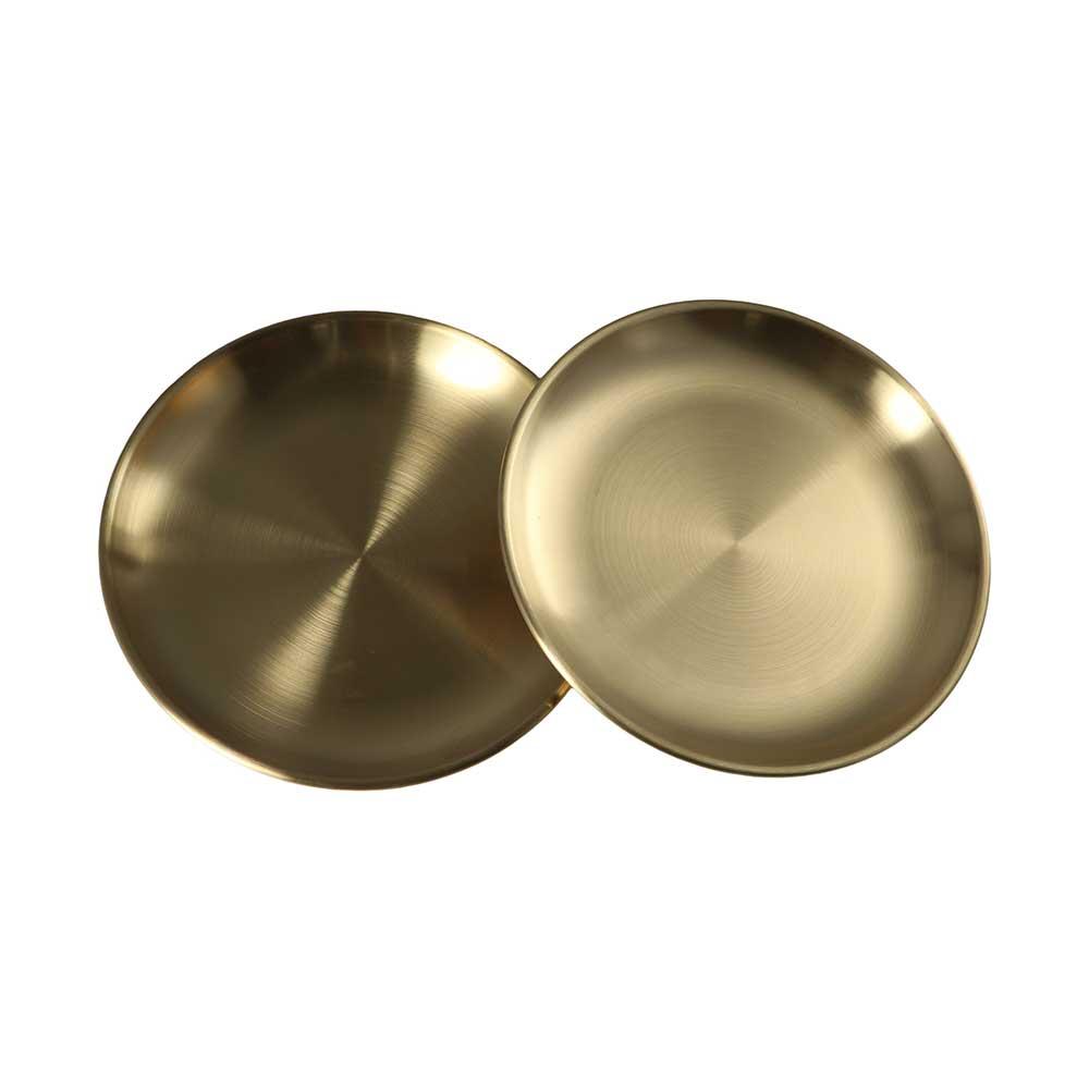 Style Retro Metal Western Steak Round Fruit Serving Dish Cake Tray Dining Plate Kitchen Tableware