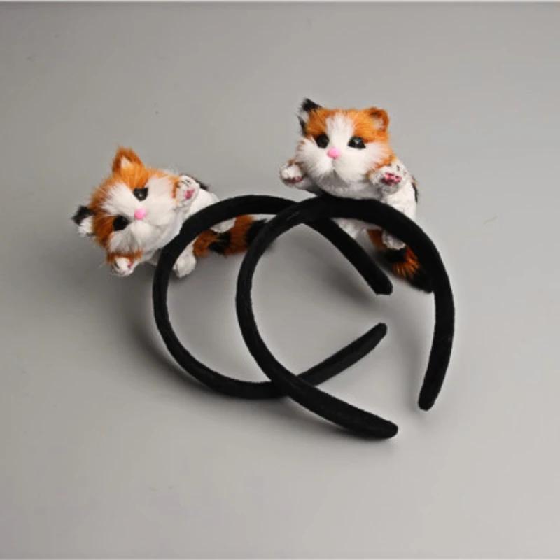 Hair Band Wool Felt Plush Toys Cute Hair Accessories Animal Simulation Crafts Cute Cat Headband Ladies Hair Accessories Party