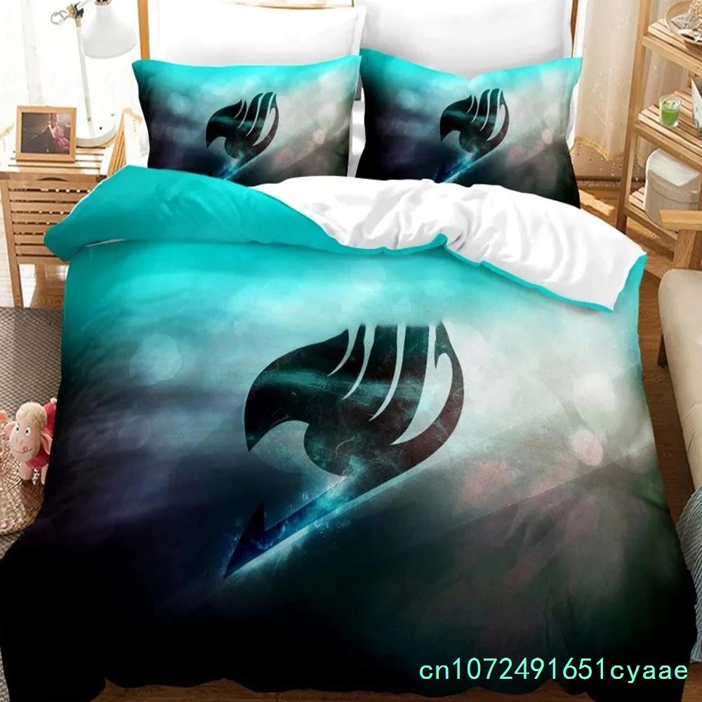 3D Print Anime Fairy Tail Logo Natsu Bedding Set Boys Girls Twin Queen Size Duvet Cover Pillowcase Bed Boys Adult Home Textiles