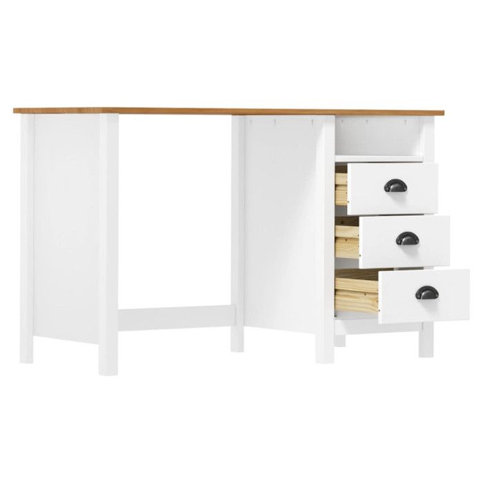 VidaXL Bureau Hill avec 3 tiroirs 120x50x74 cm Bois pin massif 288998