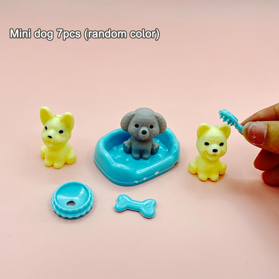 Dollhouse Item Kawaii Mini Dog Doll Accessories Puppy Cat Set Plastic Mini Items Toys for Children 3+ Funny Educational Toy