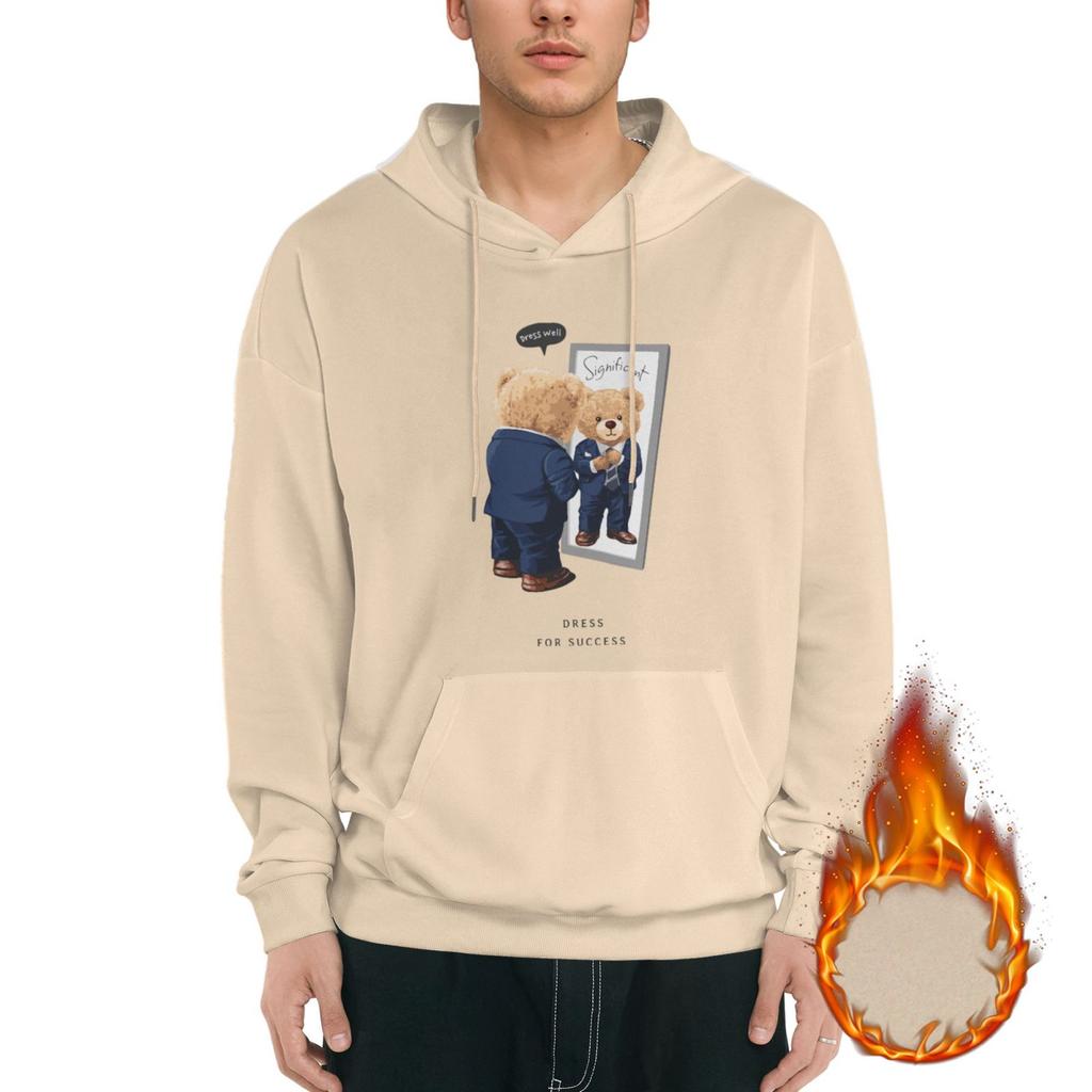 1 Pack Men’s Warm Fleece Hoodie Soft Lined Pullover Streetwear Casual Hooded Sweatshirt Winter Daily Outfit Relaxed Fit M-3XL