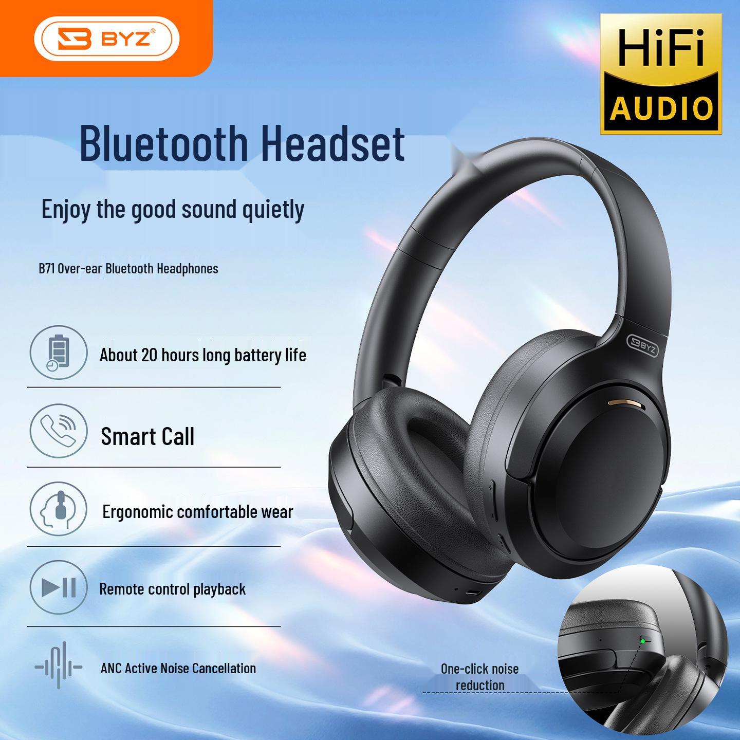 

B71 Over-Ear Wireless Bluetooth Headset Noise-Cancelling for Gaming, Running, Music, Online Classes, and Mobile Use. White