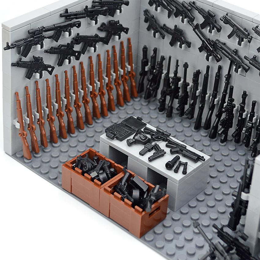 MOC Set WW2 SWAT Military Weapons House Gun Package Accessories Prison Building Blocks Toys Compatible Classic Soldiers Bricks