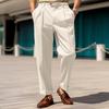 Men's Button Tapered Suit Pants Classic-Fit Pleated Dress Pant Lightweight Straight-Legs Men Trousers
