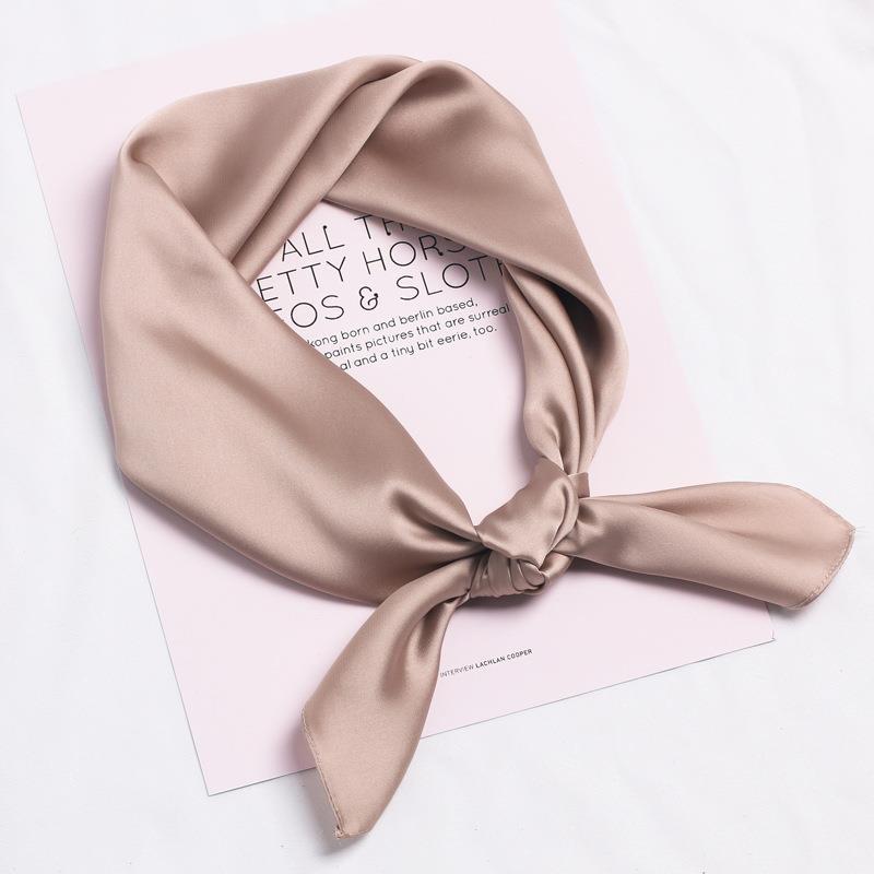 Simulated Silk Scarf Women'S 70 Square Scarf Solid Color Versatile Flight Attendant Professional Scarf Trendy High-End Sunscreen Headscarf