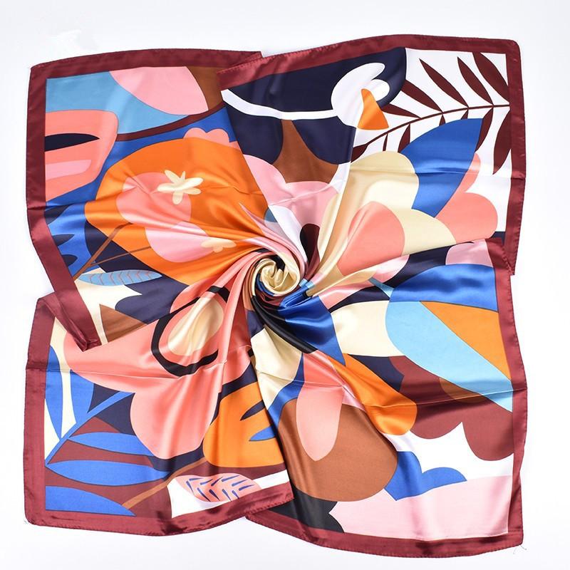 Luxury Fashion Print 90*90Cm Silk Square Scarf Women Soft Satin Hairband Neckerchief Tie Female Headband Foulard Bag Ribbon