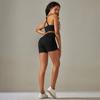 European and American Seamless Solid Color Cross Back Sports Bra Yoga Suit Running Fitness Shorts Two-piece Set