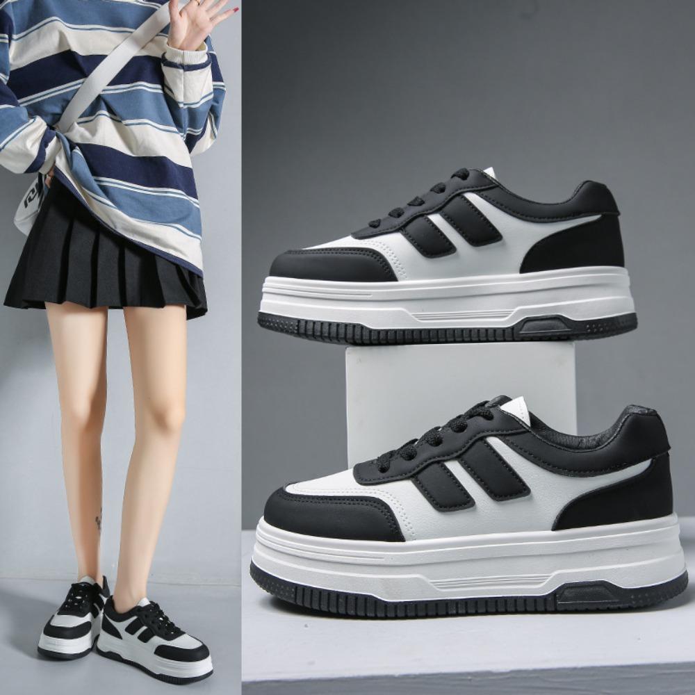 Fashion White Shoes Women's Thick Soled Sports and Leisure Board Shoes