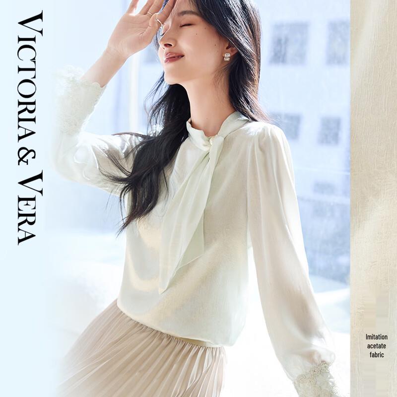 

VICTORIA&VERA Women s Elegant Embroidered Long-Sleeve Blouse L