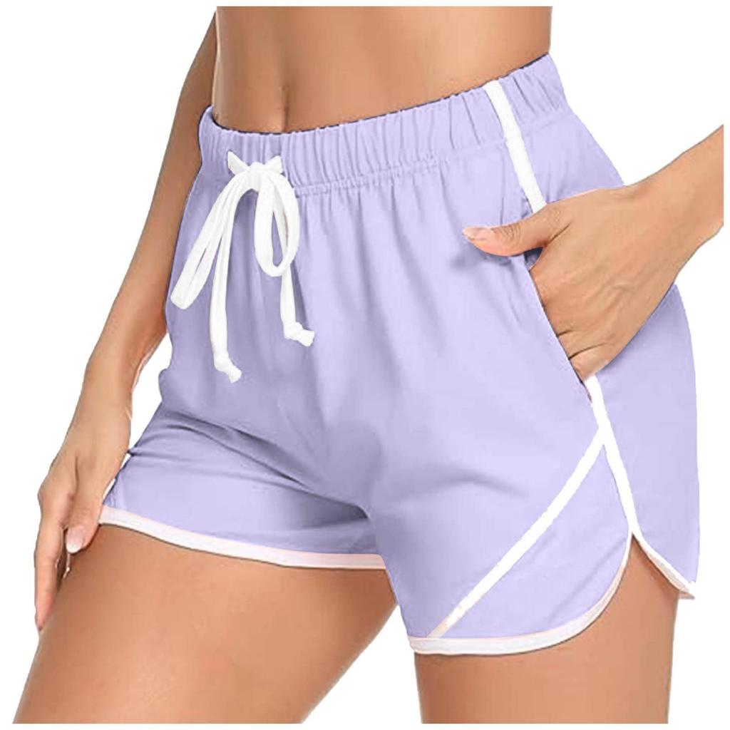 Laufshorts für Damen Sommer Casual Workout Fitnessstudio Yoga Sportlich Einfarbig Shorts mit Taschen