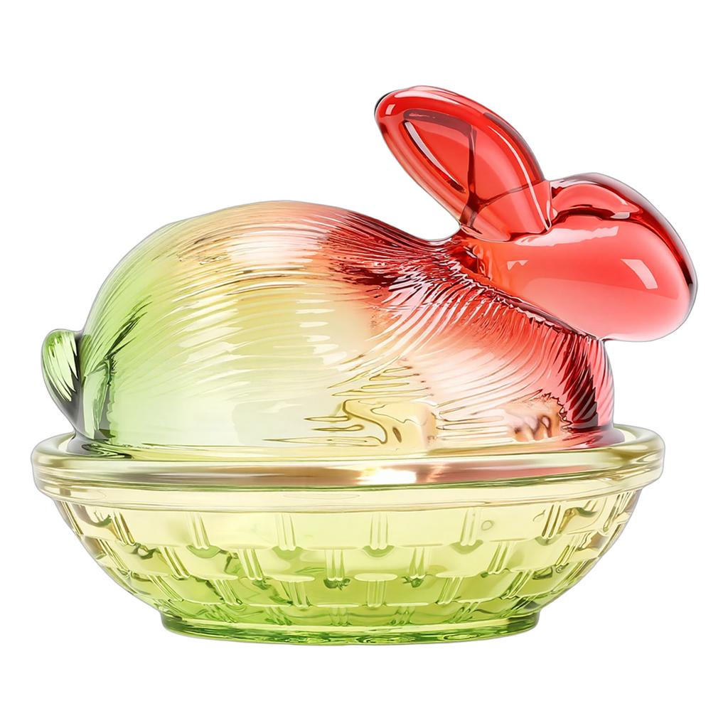 Candy Dish Bunny Shape Glass Decorative Candy Bowl with Lid for Dried Fruits Snacks Coffee Beans