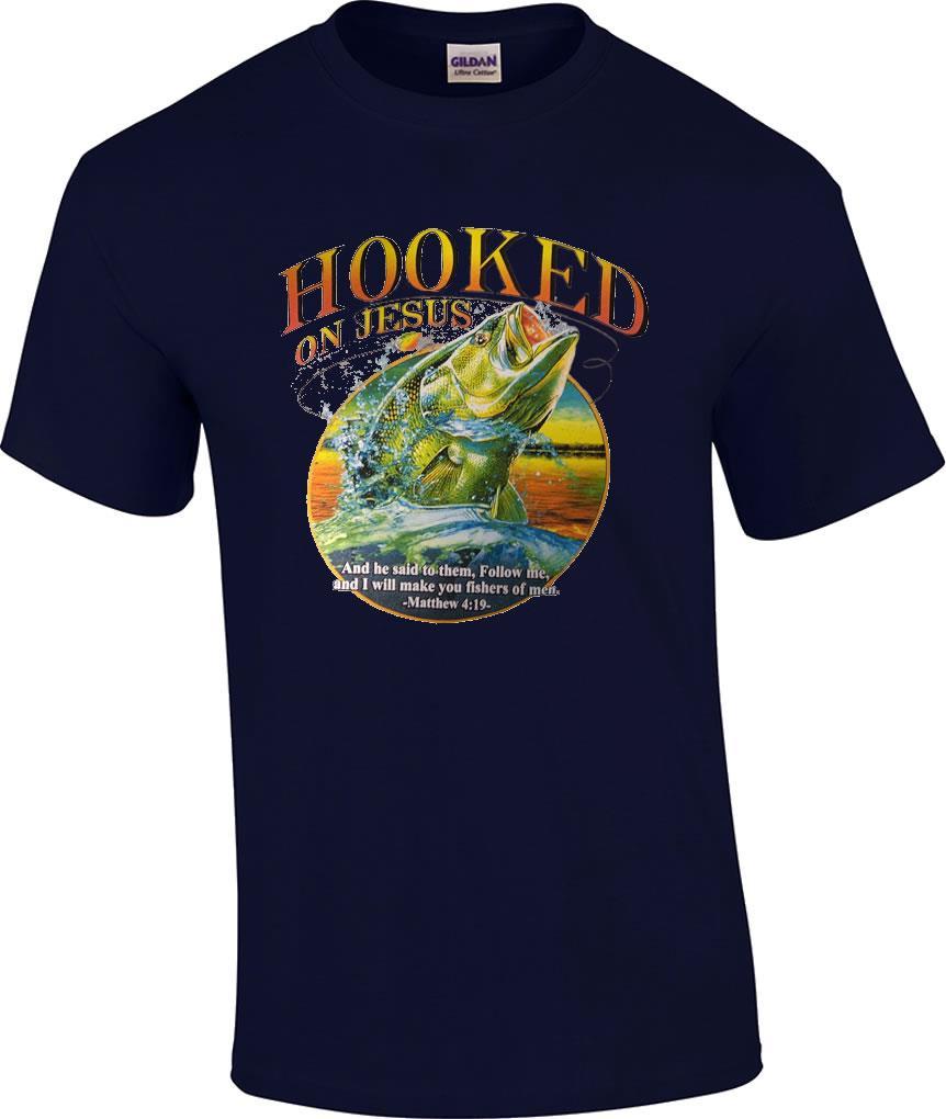 TALL Christian Hooked on Jesus Follow Me I will Make You Fisher of Men T-Shirt XXXXL