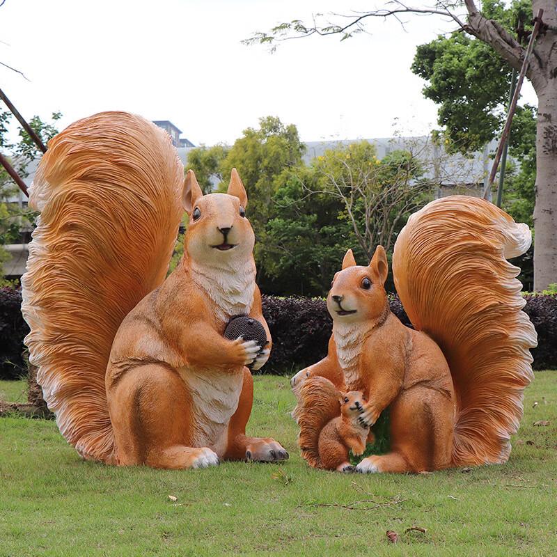 Realistic Fiberglass Squirrel Garden Sculpture